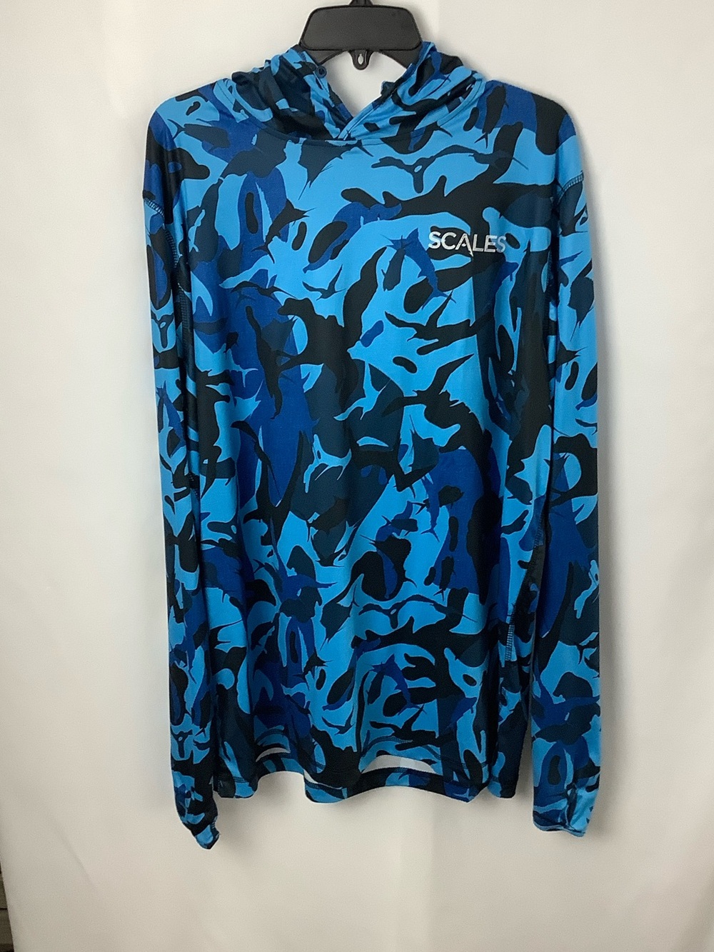 EUC SCALES XXL Pro Performance Frigate Blue Camo Long Sleeve Performance Hoodie